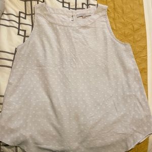 Loft tank top textured white polka dot size large